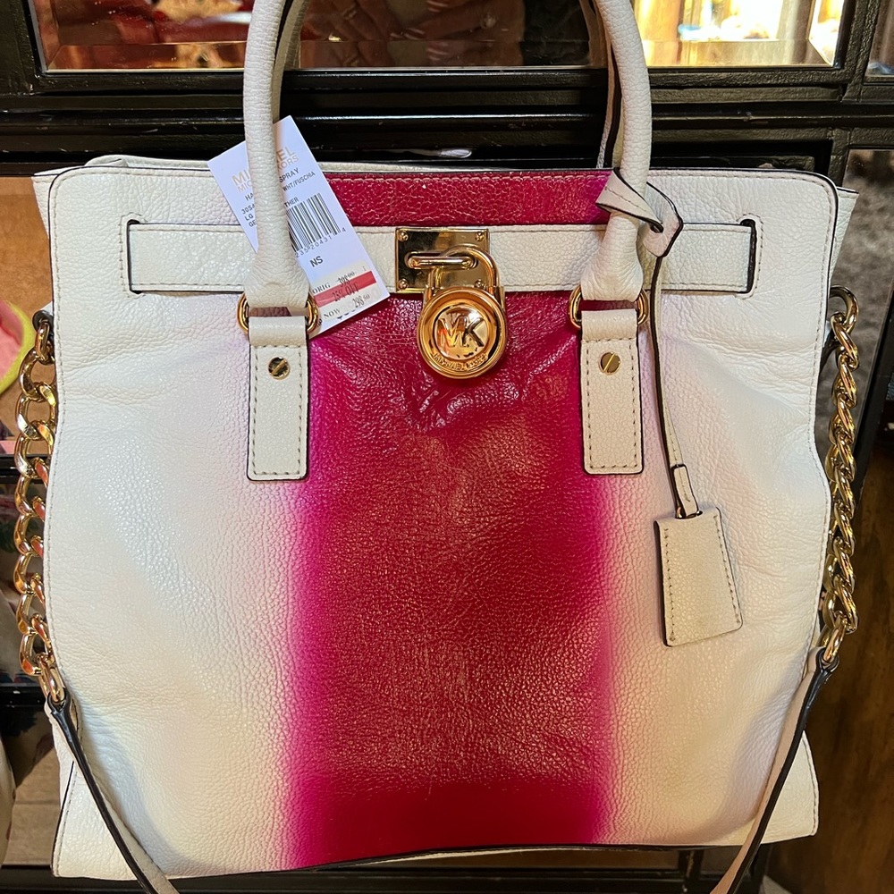 Michael Kors Tote. White and Hot Pink!